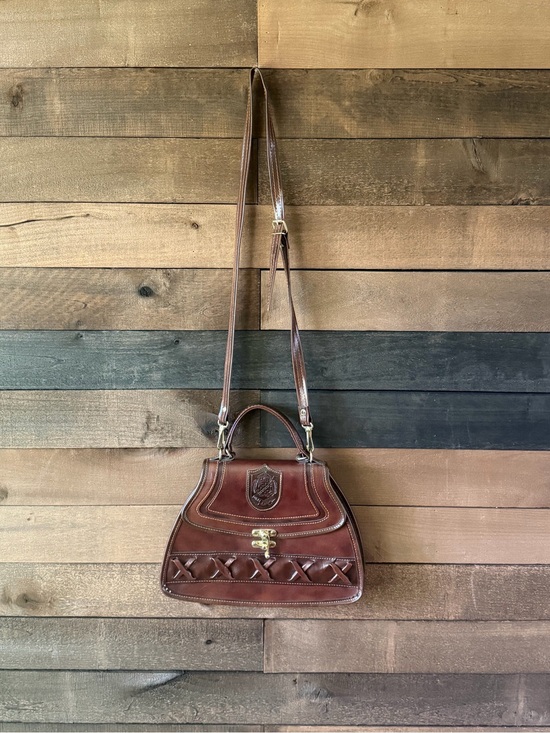 Vintage Handbags - Vintage 70s Brown Top Handle Crossbody Satchel Bag Made In Korea